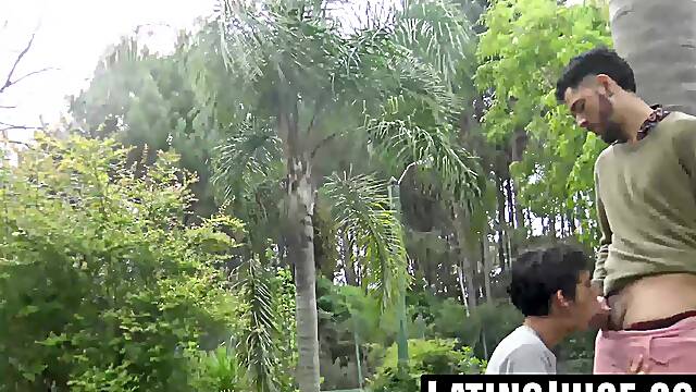 Young Latino beach hookup turns into bareback