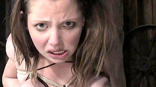 Brunette follows dude into the dungeon to surrender to him