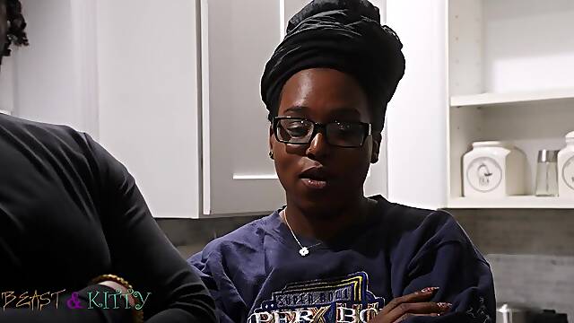 Ebony bbw delivers passionate big juggs blowjob