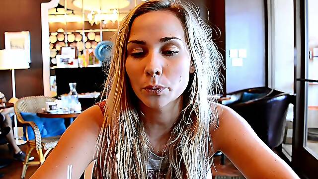 A Blonde Whore With Long Hair Loves Showing Off Her Natural Tits