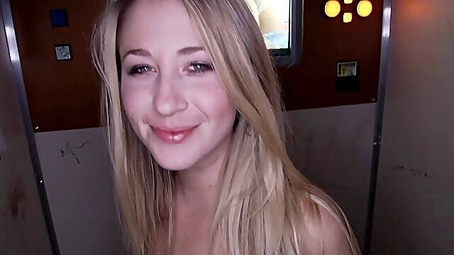 Stunning Blonde Awarding Her Horny Guy A Superb Blowjob