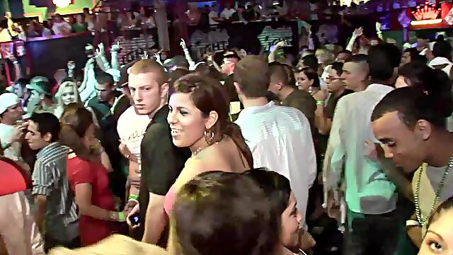 Party girls dancing and flashing their tits erotically