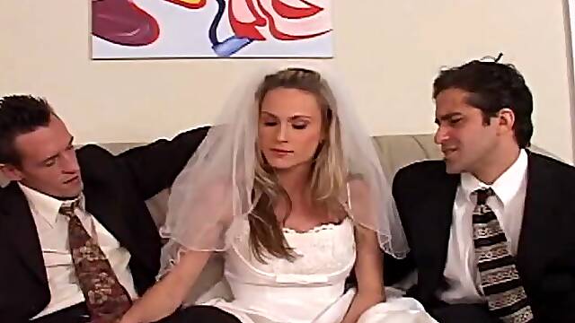 Beautiful bride cuckolds her loser husband on their wedding day