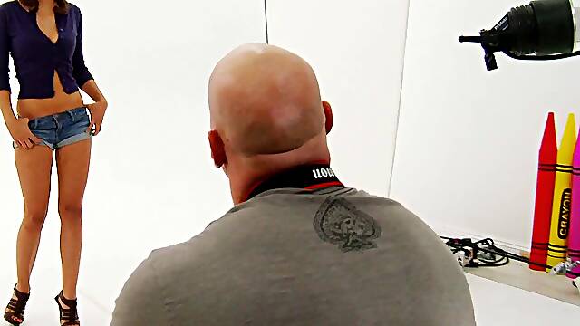 Photo shoot turns an erotic porn scene with the filming crew hitting his client