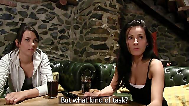 Spin the bottle game leads to lesbian sex between Lexi Dona and Carrie
