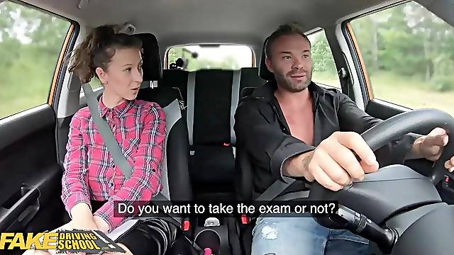 Fake Driving School Learner Buys Instructor Emilia Argan a coffee in advance of outdoor bang