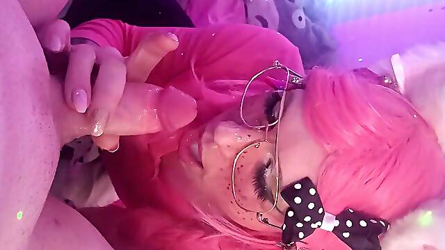CUMMING TWICE! Femboy sucks and swallows two large loads.