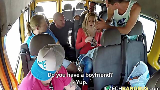 Hawt group-sex with a breasty mother I'd like to fuck (Czech Screw Bus)