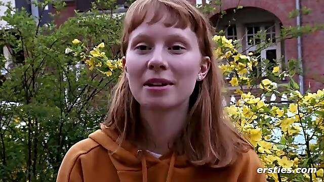 Pretty Norwegian redhead is toying her soaking moist snatch with a sex toy and groaning whilst cumming
