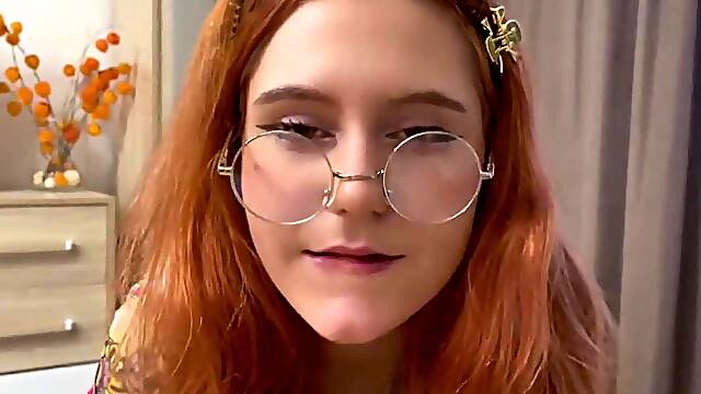 A vocal teacher and a ginger gal in rainbow socks with glasses - POV