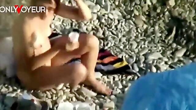 Beach Voyeur. Hardcore gangbang in a beach swingers camp