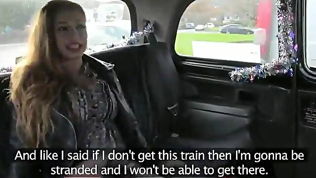 Sexy hige bazookas brunette hair screwed in fake taxi - clip 1