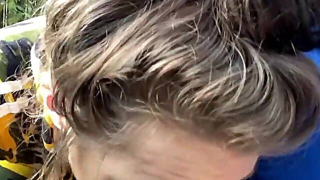 White crackhead sucks a cock and takes a load of cum in her throat at the end