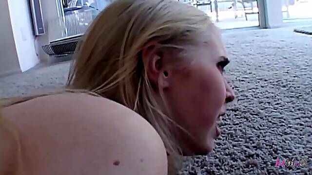 Dominant brunette humiliates and degrades skinny blond with a variety of sex toys.