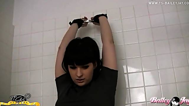 TS Bailey Jay Melons and Butt Playing in the Baths