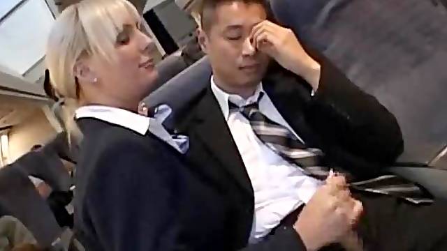 Hawt Stewardess Gives Cook Jerking