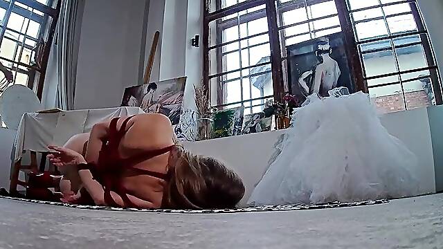 Alexa - Fastened up bride on photo shoot in photo studio CS09 Part two