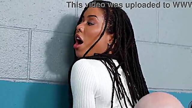 Security Guard Makes 2 Curvy Travelers Suck His Jock and Take Anal Toys in a 3some
