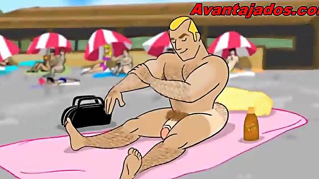 Homosexual Porn Drawing on the Beach