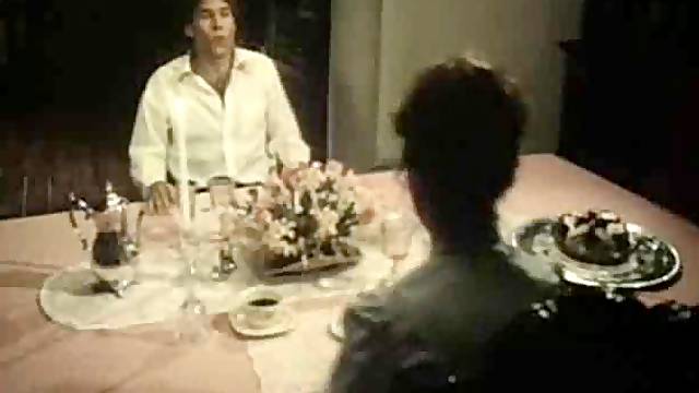 Maid sucks under the table during dinner