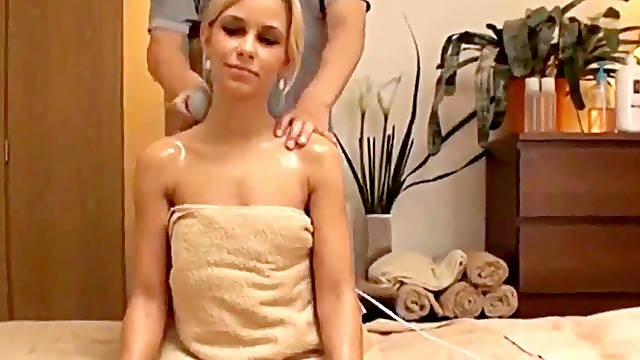 Towheaded married tourist gets lubricant massage in japanese parlor