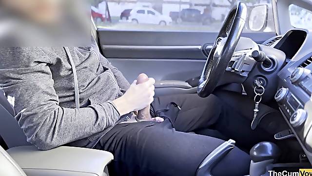 PUBLIC STREET masturbation: jerking off in the car while people are ambling around me - Big Cumshot
