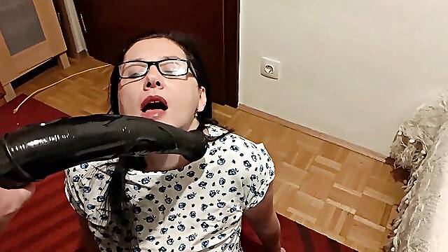 Boned by extra yam-sized Dildo