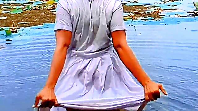 Srilankan sexy school female outside place toying, school girl bathing natural tank, srilankan school girl outside sexhot video