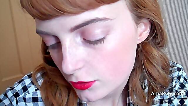 See me empty my geyser into this redhead’s jaws