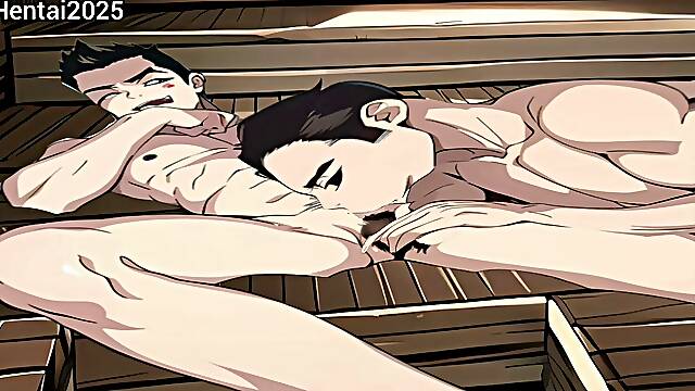 Nasty fag duo Enjoy Blowjob at Public Sauna Cartoon Hentai Animation