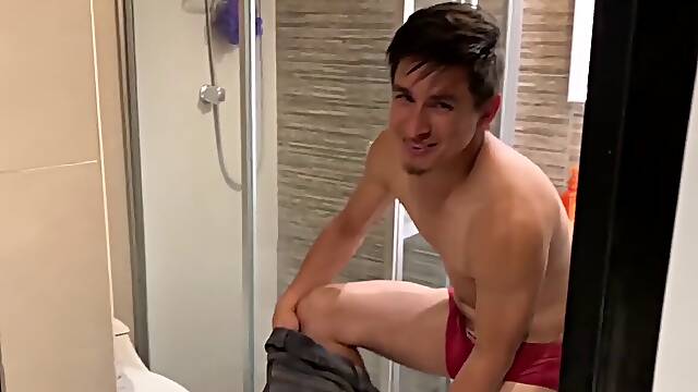 My neighbor runs out of water and I take the chance to invite him to my shower