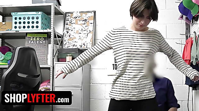 Angeline Red Caught Stealing And Punished By Security Guard