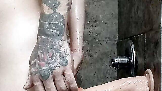 Fucked my tight wet ass wile masturbating in bath