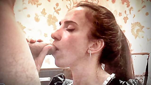 Tally blowjob and cumshot in PVC dress