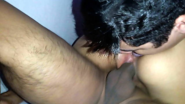 Cuckold assisting cheating wife while getting fucked by black licking her holes and both creampie her