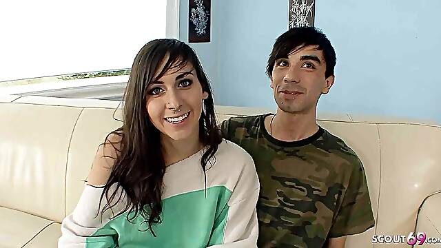 Real Teen Couple 18 Pickup and seduce to First Anal Sex for her at Casting
