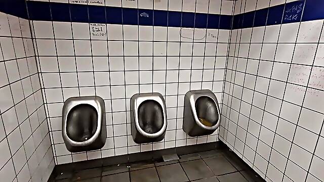 Public restroom on german national road with pee and public cum in the wc