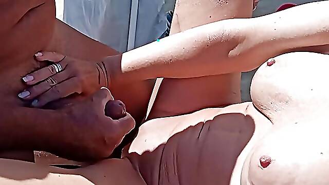 CoraBitch A horny stranger fucks on the public beach of Maspalomas