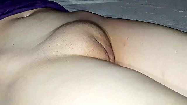 The husband films his wife returning home from work without panties.