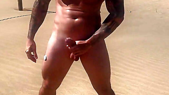 Hot Jock Boygym Play with His Fat Cock in the Public Beach, People Discover Me