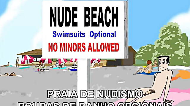 Gay Porn Cartoon on Nudist Beach
