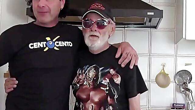 Depraved orgy with two mature and a granpa