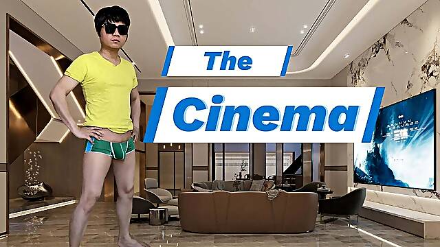 A masculine guy wanders around the city where he discovered a secret cinema where he got a surprise group sex with strangers