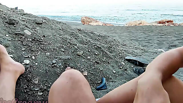 Flashing dick - My wife jerks my dick in front of a stranger in a nudist beach with people near - OMG Caught!!!