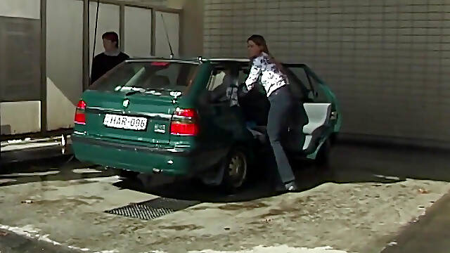 Outdoor peeing at the carwash