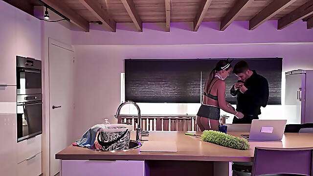 Hot maid Gigi Max bends over for dick!