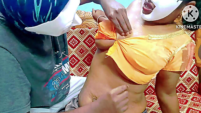 Horny mallu girl with huge boobs and he rubbed her juicy boobs with a ice cube