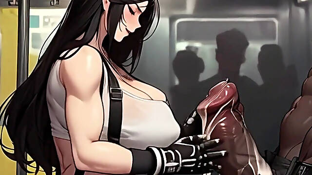 Tifa Gives Strangers Sneaky Handjobs On The Midgar Train