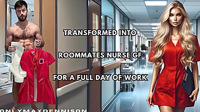 TRANSFORMED INTO ROOMMATES NURSE GF FOR A FULL DAY OF WORK