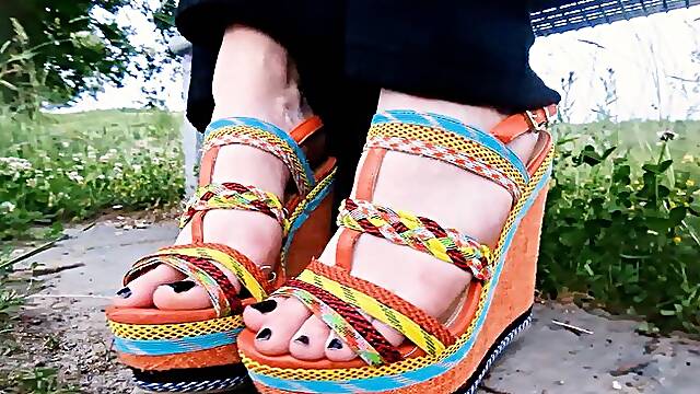 Bare Evening Walk in 15cm Orange Wedges